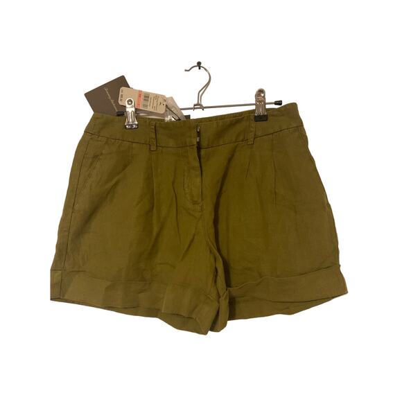 Tommy Bahama 100% Linen Two Palms Cuffed Short Forest Moss NWT Women Size 2 - Picture 1 of 7